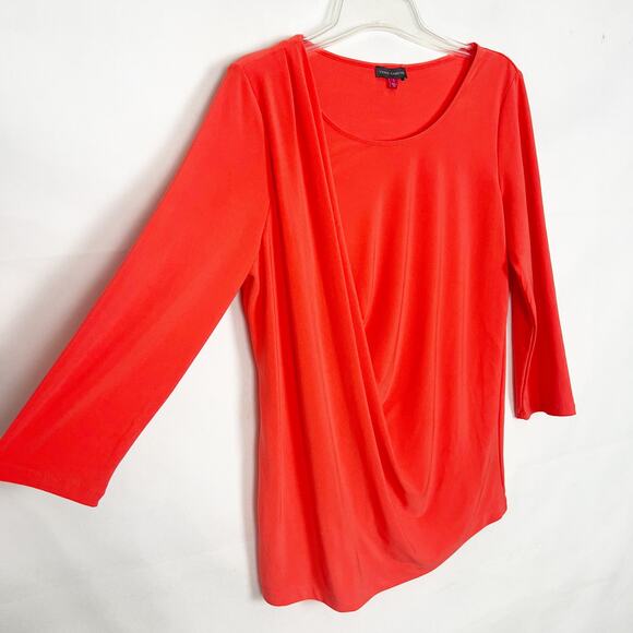 Vince Camuto Top Womens Large Career Office Business Casual Tomato Girl Colorful - Picture 5 of 9